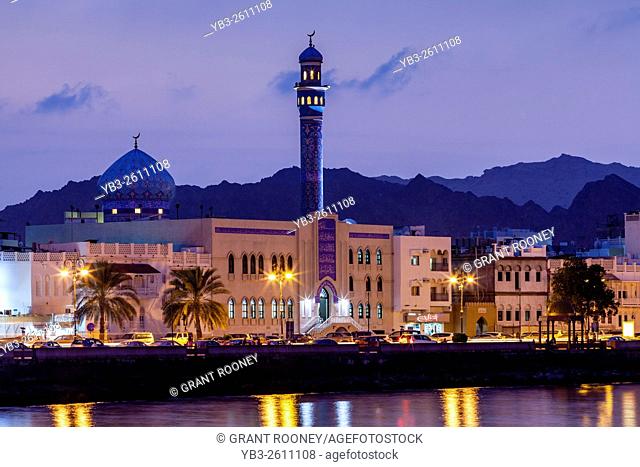 The Corniche (Promenade) and Al Lawatiya Mosque At Muttrah, Muscat, Sultanate Of Oman