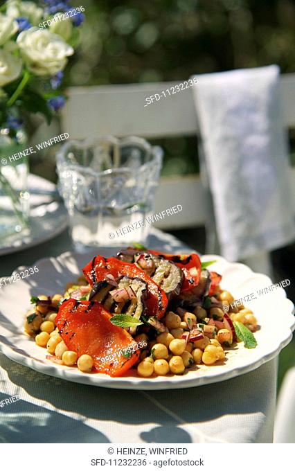 Moroccan chickpea and aubergine salad