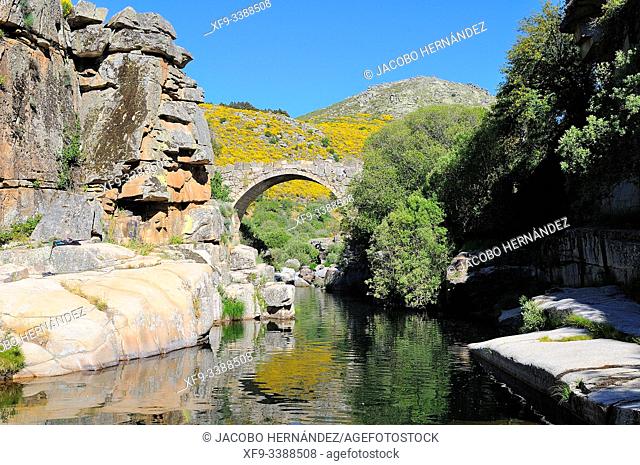 Bridge over the Barbellido river in the Pozo de las Paredes. Gredos mountains. Navacepeda de Tormes. Avila province. Castilla y Leon. Spain