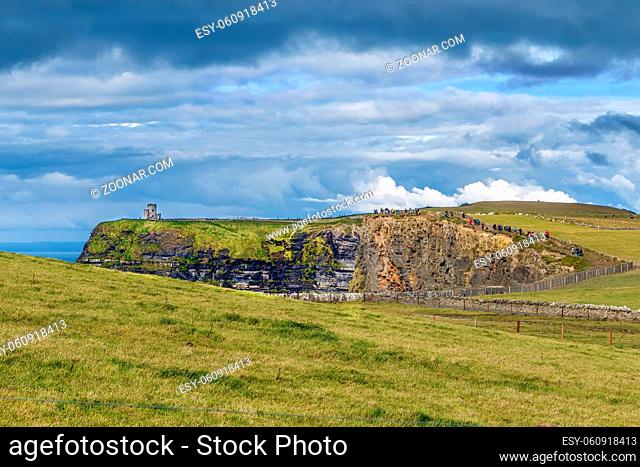 Landscape with O'Brien's Tower in Cliffs of Moher, Ireland