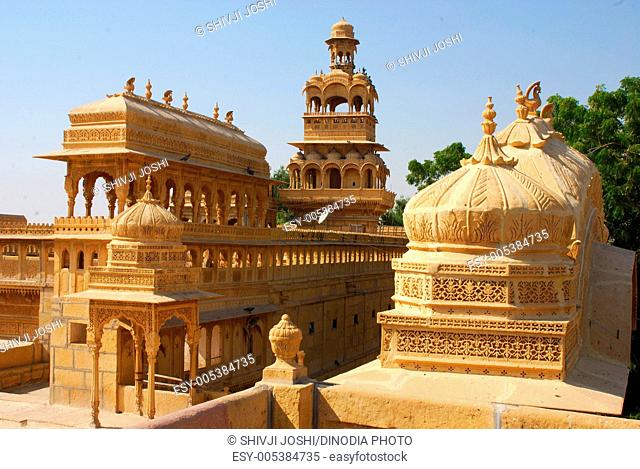 Tajia Tower Baadal Niwas and Temple palace ; Jaisalmer ; Rajasthan ; India