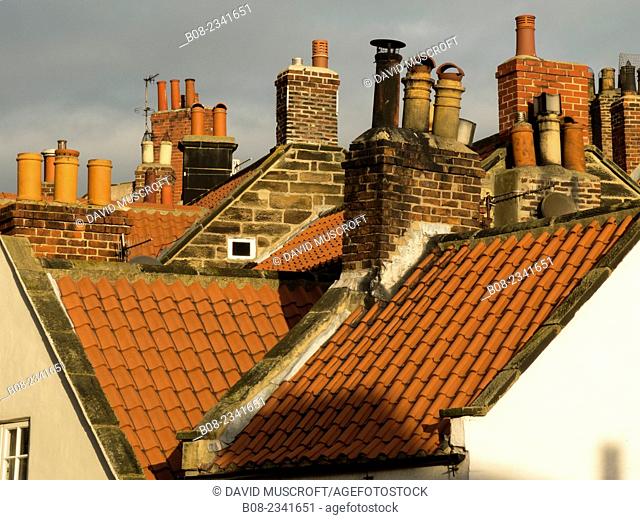 house roofs at Robin Hoods Bay, Yorkshire, Britain