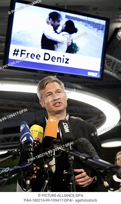 The editor-in-chief of 'Die Welt' newspaper, Ulf Poschardt, delivers a statement on the occasion of the release of journalist Deniz Yucel from prison in Turkey...