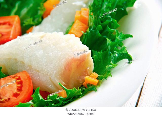 Seared cod salad
