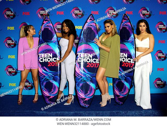 Teen Choice Awards Press Room 2017 held at The Galen Center. Featuring: Ally Brooke, Normani Kordei, Dinah Jane, Lauren Jauregui of “Fifth Harmony” Where: Los...