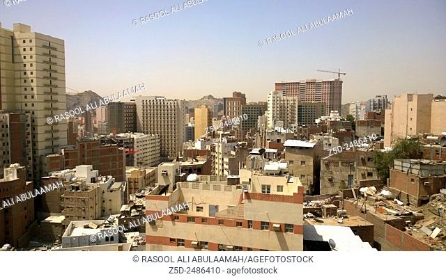 Picture of the city of Mecca Which show high buildings and residential complexes