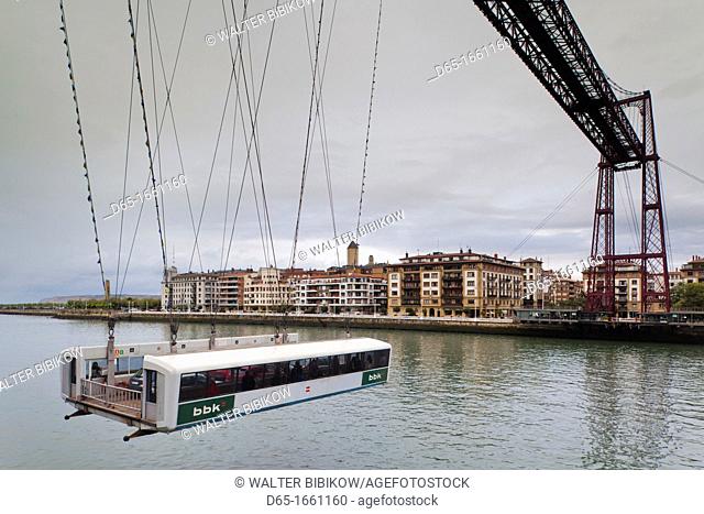 Spain, Basque Country Region, Vizcaya Province, Bilbao-area, Portugalete-Getxo, Puente Colgante, hanging bridge, designed by Alberto Palacio in 1893, daytime