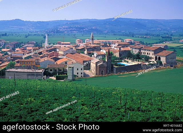 vineyards and village, soave, italy