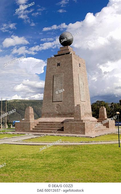 Ecuador - Pichincha Province - Quito. UNESCO World Heritage List, 1978. 'Mitad del Mundo'; the monolith that marks the Equator