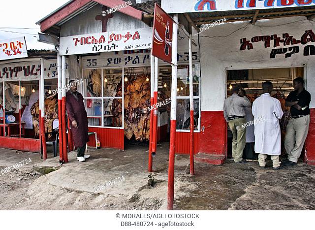Butcher's shop near Addis Abeba. Ethiopia