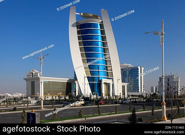 Ashgabat, Turkmenistan - October 11, 2014: View on the new building. Ashkhabad. Turkmenistan in October 11, 2014. Ashgabat is the capital of Turkmenistan