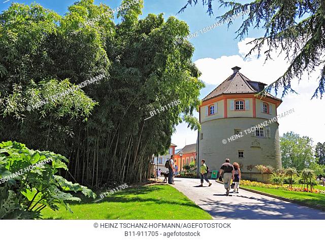 Gärtnerturm auf der Insel Mainau, Bodensee, Landkreis Konstanz, Baden Württemberg, Deutschland / Gardener's tower on Mainau Island, Lake Constance