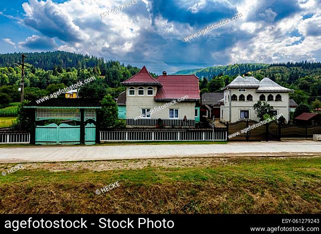 Historic wooden houses in the Bucovina of Romania