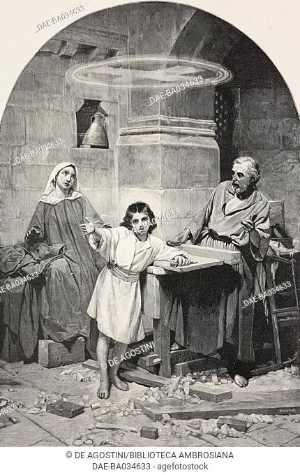 The Holy Family, painting by Ulisse Ribustini, from L'Illustrazione Italiana, Year XXV, No 52, December 25, 1898