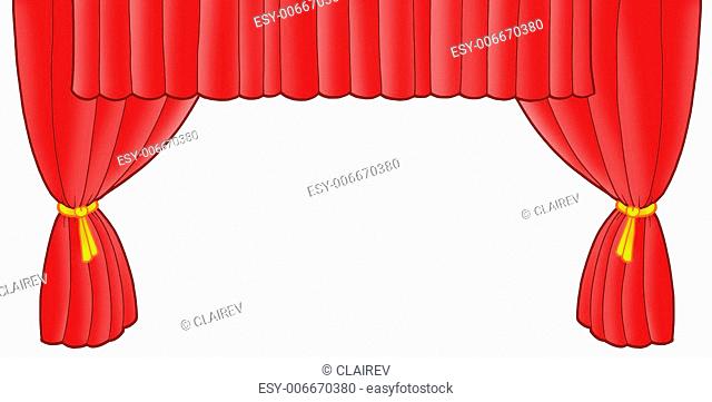 Red theatre curtain - color illustration