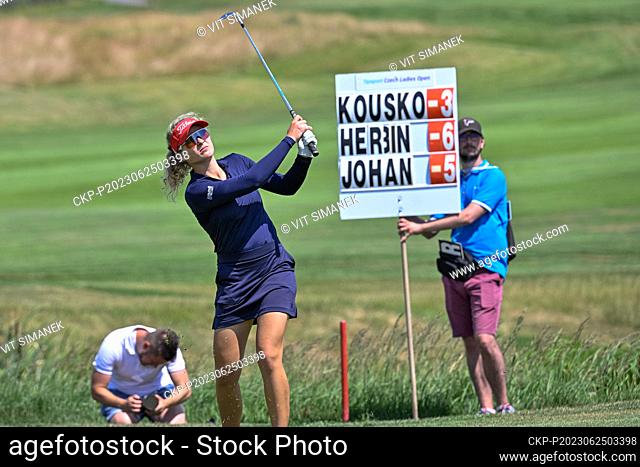 Czech Sara Kouskova competes during the Golf tournament of Ladies European Tour (LET) in Beroun, Czech Republic, June 25, 2023