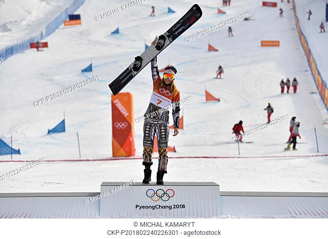 Czech Republic's Ester Ledecka, 22, a double gold medalist, won the gold medals in the Super-G in alpine skiing and in the parallel giant slalom (pictured) in...