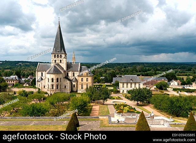Saint-Martin-de-Boscherville, Seine-Maritime / France - 13 August 2019: view of the historic Abbey of Saint-Georges and grounds in Boscherville in Upper...