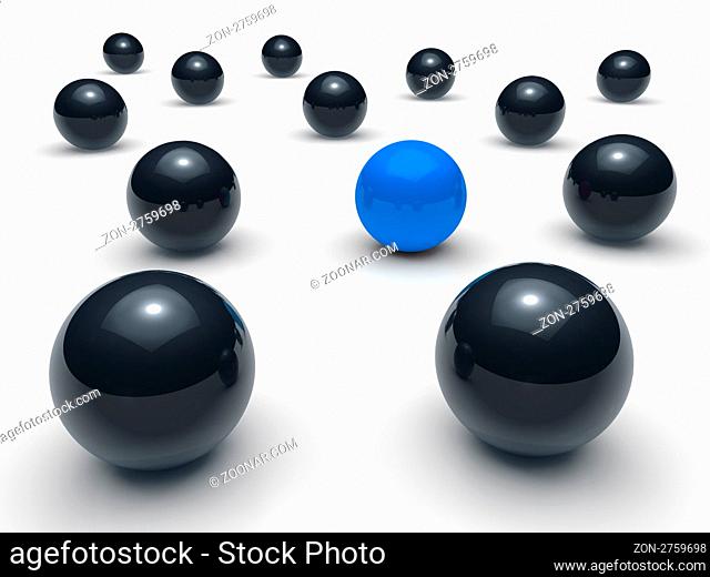 3d ball network blue black sphere team