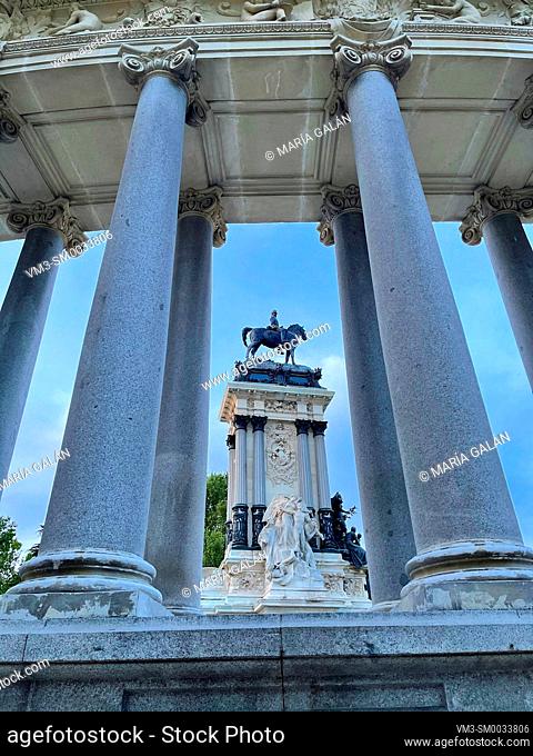 Alfonso XII monument. El Retiro park, Madrid, Spain