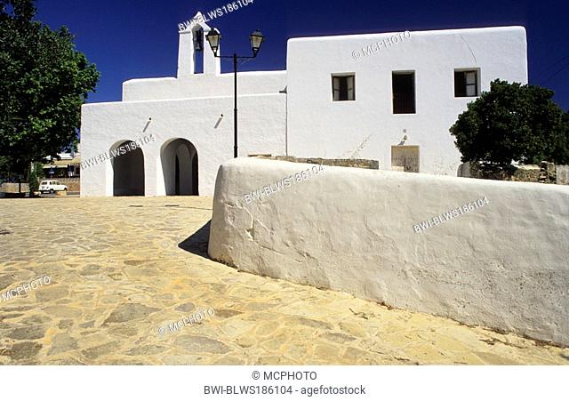 traditional fortified church of Santa Agnes de Corona, Spain, Balearen, Ibiza