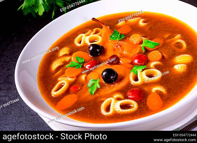 Czerninaa with noodles is a traditional Polish soup