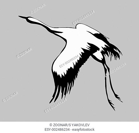 crane silhouette on gray background