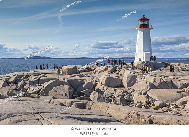 Canada, Nova Scotia, Peggy's Cove, fishing village on the Atlantic Coast, Peggys Cove Lighthouse