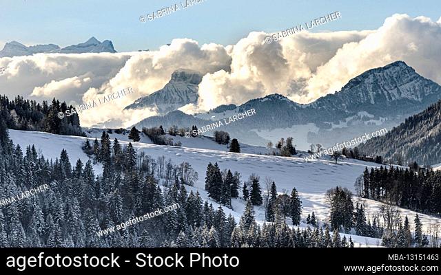 Europe, Switzerland, Central Switzerland, Canton Zug, onset of winter on the Ratenpass