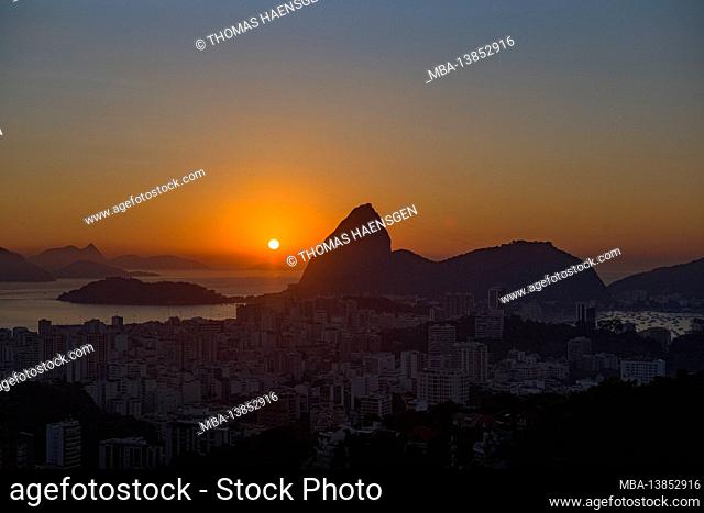 Sunrise at Sugarloaf Mountain and Botafogo in Rio de Janeiro, Brazil