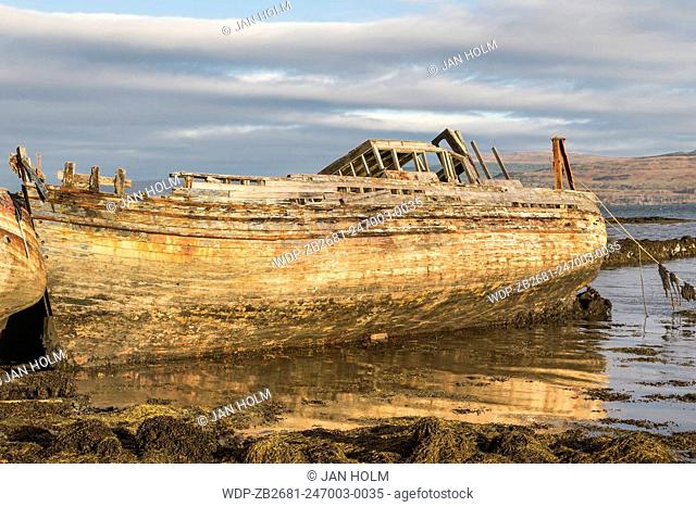 Fishing boat wreck at Salen on The Isle of Mull