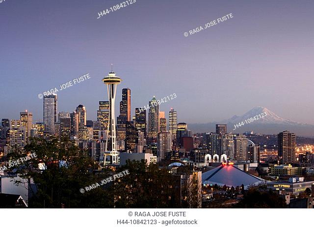 USA, America, United States, North America, Seattle city, Washington State, Space Needele, Downtown, Skyline, October