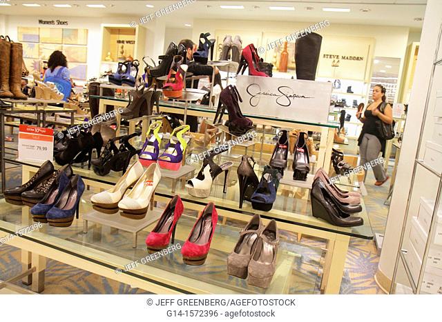 Florida, Miami, Dadeland Mall, Macy's Department Store, shopping, for sale, retail display, fashion, shoes, women's, Jessica Simpson, name brand, high heels