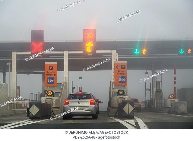 Fog Highway Toll Payment Gate, Bordeaux Gironde Aquitaine France