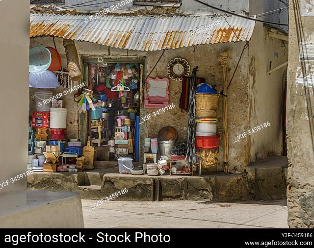 Zanzibar. Stone Town hardware shop. A wide selection of product in a very small space