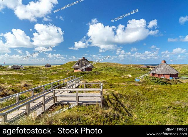 Frisian houses in the dunes of Hörnum, Sylt Island, Schleswig-Holstein, Germany