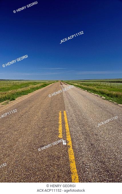 Deserted highway Highway 21 in southern Saskatchewan, Canada