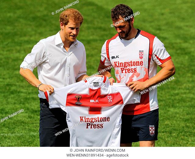 Prince Harry attends the Sky Try Rugby League Festival at Headingley Carnegie Stadium Featuring: Prince Harry, Sean O'Loughlin Where: Leeds