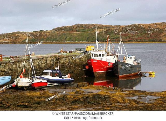 Ships in the bay at Letterfrack , Connemara , Connacht , Ireland , Europe