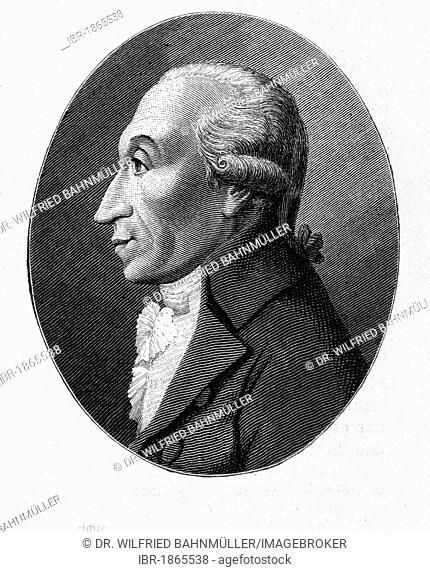 Theodor Gottlieb von Hippel der Aeltere (1741-1796), writer, statesman, steel engraving, before 1880