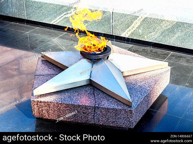 Samara, Russia - May 13, 2018: Eternal flame in memory of the Victory in the Great Patriotic War