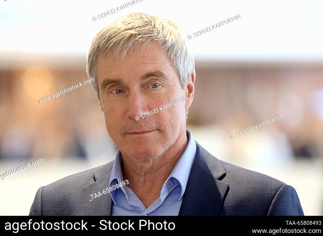 RUSSIA, MOSCOW - DECEMBER 16, 2023: Roscosmos executive director for manned space missions, cosmonaut Sergei Krikalev attends a Putin Team meeting on Putin's...