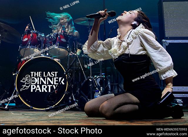 BIRMINGHAM, ENGLAND: The Last Dinner Party perform on stage at the Birmingham Resorts World Arena. Featuring: Rebekah Rayner, Abigail Morris Where: Birmingham