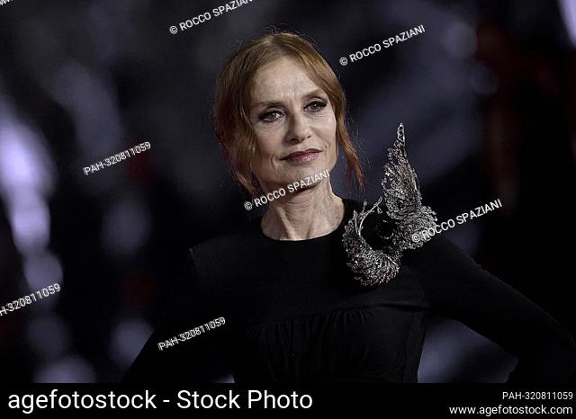 ROME, ITALY - OCTOBER 18: Isabelle Huppert attend the red carpet for ""L'Ombra Di Caravaggio"" during the 17th Rome Film Festival at Auditorium Parco Della...