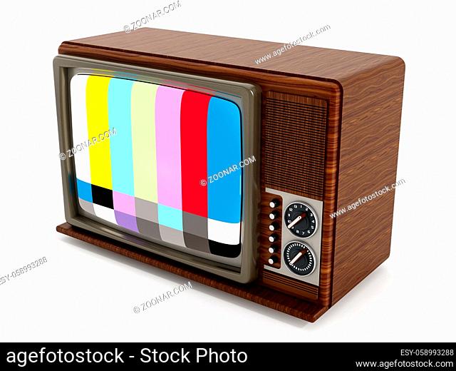 Old analogue television with test screen. 3D illustration