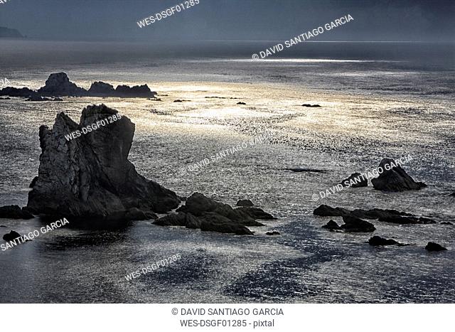 Spain, Asturias, The cliffs of El Silencio Gavieira near Cudillero