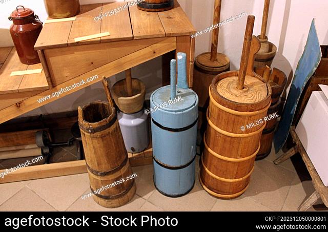 The Museum of Butter in the village of Maslovice near Prague exhibits historical objects that were used to make butter in the past - butter churns