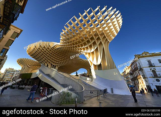 The Mushrooms Metropol Parasol Seville Andalusia Spain. World's largest wooden structure. Completed in 2011 designed by Jurgen Mayer-Hermann
