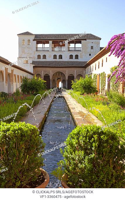 The Court of la Acequia; Generalife Palace; Granada; province of Granada; Andalusia; Spain