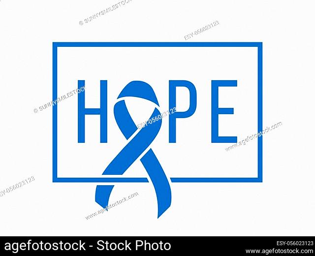 Realistic blue ribbon, world prostate cancer day symbol in november, vector illustration
